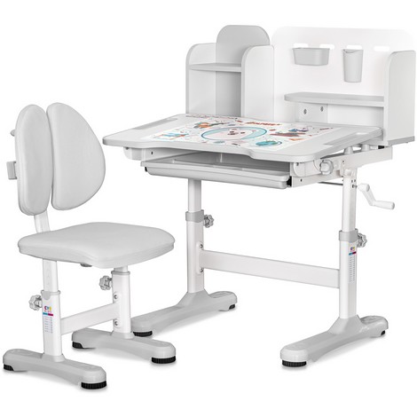 Комплект мебели (стол + стульчик + полка) Evo-kids BD-28 Panda Grey - №4