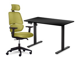 Комплект Mealux PowerDesk Lite Black + Leo Air Plus Green