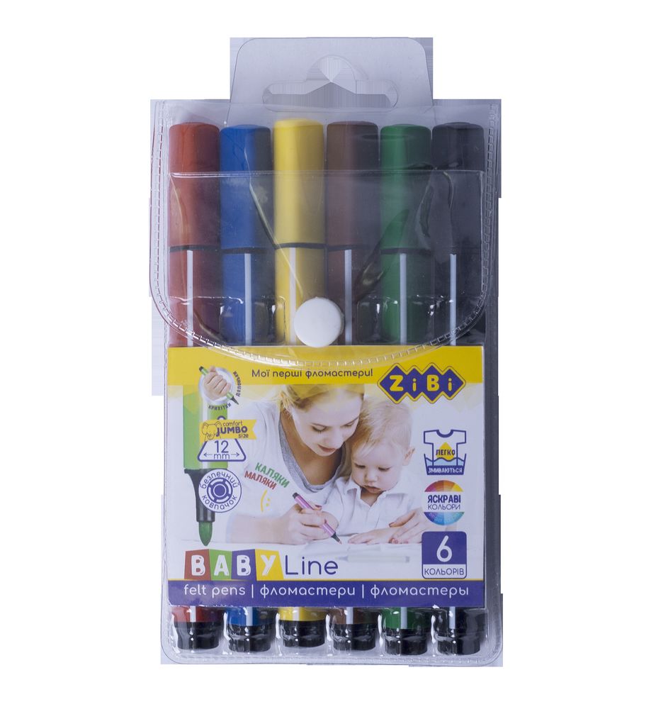 Фломастери JUMBO, ZiBi, 6 кольорів