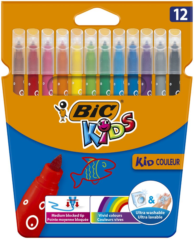 Фломастери BIC Kid Coleour, 12 кольорів