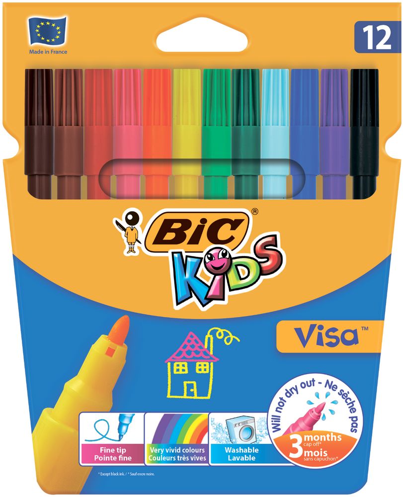 Фломастеры BIC Kids Visa 880, 12 цветов - №2