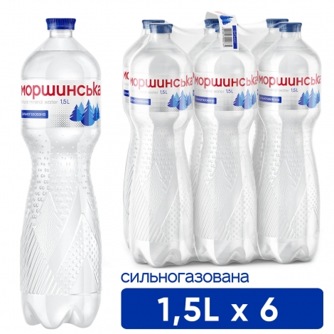 Вода минеральная сильногазированная, 1,5л, "Моршинская", ПЭТ - №2