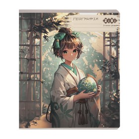Тетрадь ученическая общая ANIME, 48л., клетка, география, конгрев. тисн. + УФ лак, KIDS LINE