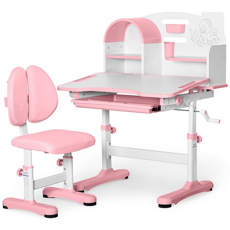 Комплект мебели (стол + стульчик + полка) Mealux Octo Pink - №1