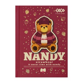 Блокнот BEAR TOY, А6, 64 л., клетка, тв. обл., мат. ламин.+лак, бордовый, KIDS Line