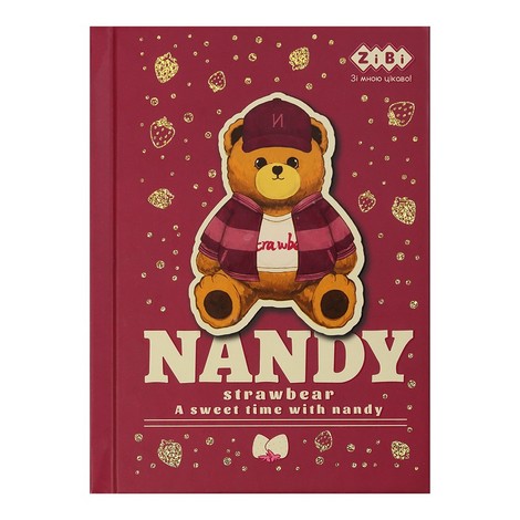 Блокнот BEAR TOY, А6, 64 л., клетка, тв. обл., мат. ламин.+лак, бордовый, KIDS Line - №1