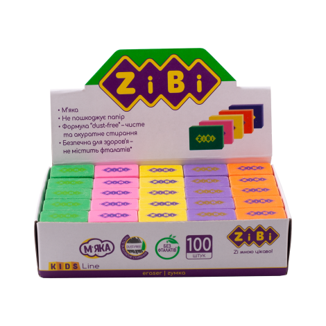 Резинка DRIVE, 26х18х8mm, 100 шт. в шоубоксе, KIDS Line - №1