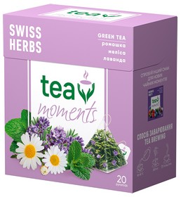 Чай зелений 1.7г*20, пірамідки, "Swiss Herbs", Tea Moments