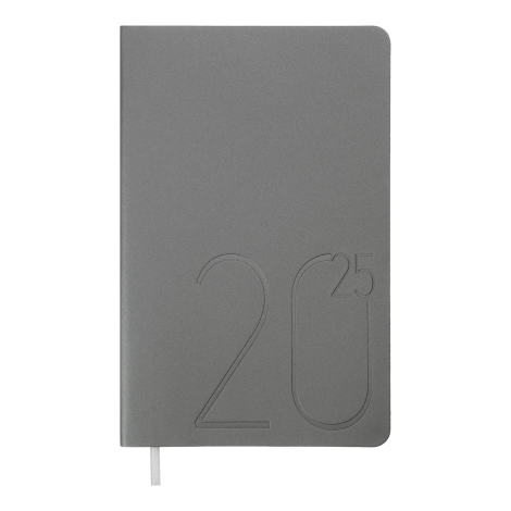 Еженедельник датов. 2025 STEEL, A5, серебро, штуч. кожа - №1