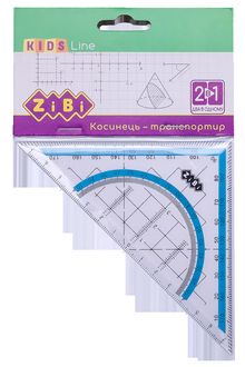 Косинець 2 в 1,140 мм, 90°/45°, з блакитною смужкою, блістер, KIDS Line