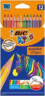 Олівці кольорові BIC Evolution Stripers, 12 кольорів