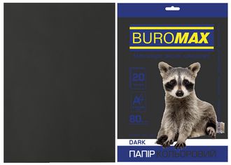 Папір кольоровий А4, 80г/м2, DARK чорний 20л.