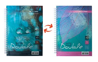 Книга записная Buromax DOUBLE А6, 96 листов, клетка, бирюзовая/голубая