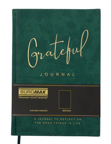 Блокнот деловой Buromax GRATEFUL А5, 96 листов, нелинованый, зелёный - №2