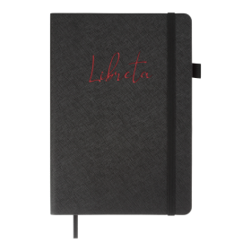 Блокнот ділової LIBRETA, А5, 96 л., клітина, чорний, позов.шкіра