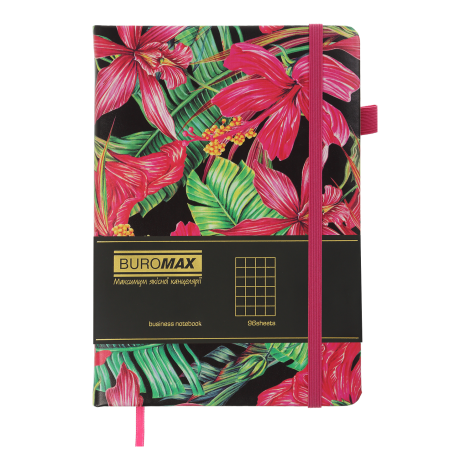 Блокнот деловой Buromax EXOTIC А5, 96 листов, клетка, малиновый - №2