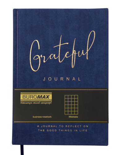 Блокнот деловой Buromax GRATEFUL А5, 96 листов, клетка, синий - №2