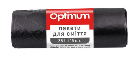Пакет для мусора п/э 45*54 черный LD 35л/15 шт - №1