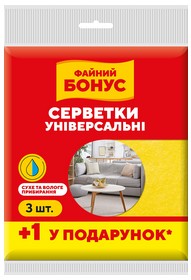 Серветки для прибирання, універсальна, 3+1шт, ФАЙНИЙ БОНУС