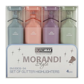 Набір із 4-х текст-маркерів MORANDI STYLE  Glitter (рожевий, бузковий, оливковий, графітовий) MORAND