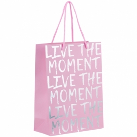 Пакет бумажный подарочный, 18х24см, Live the moment