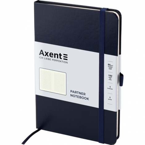 Книга записная Axent Partner, 125х195 мм, 96 листов, клетка, синяя - №2