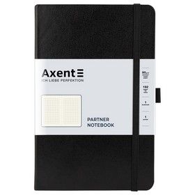 Книга записная Axent Partner, 125х195 мм, 96 листов, клетка, черная