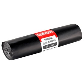 Пакети для смiття, п/е, 90*125, 35 мкм, чорні, LD 240л/5шт. OPTIMUM (22шт/ящ) PRO SERVICE