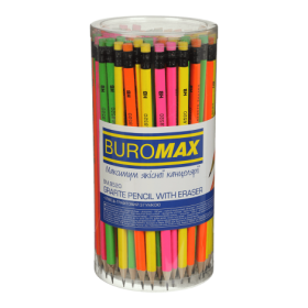 Олівець графітний з гумкою Buromax NEON, НВ