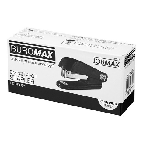 Степлер Buromax JOBMAX №24/6, 26/6, 20 листов, черный - №5
