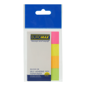 Закладки паперові Buromax, 20x50 мм, 4х30 шт, асорті