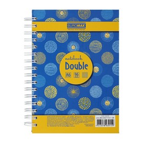 Книга записная Buromax DOUBLE А6, 96 листов, клетка, желтая/золотистая