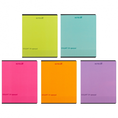 Тетрадь 24 л., кл., софт тач + УФ лак, Kite One color - №1