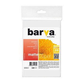 Фотопапір матовий 220 г/м2, 10x15 см, 20 арк Everyday Barva