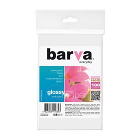 Фотопапір глянцевий 260 г/м2, 10x15 см, 100 арк Everyday Barva