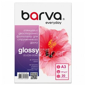 Фотопапір глянцевий двосторонній 230 г/м2, A3, 20 арк Everyday Barva