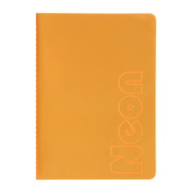 Книга записная NEON, А5, 80 листов, клетка, сшитая обложка PVC, оранжевая