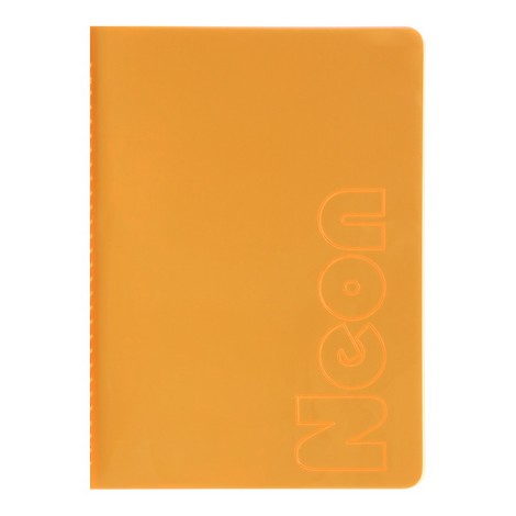 Книга записная NEON, А5, 80 листов, клетка, сшитая обложка PVC, оранжевая - №1