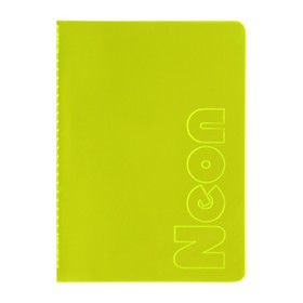 Книга записная NEON, А5, 80 листов, клетка, сшитая обложка PVC, желтая