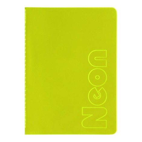 Книга записная NEON, А5, 80 листов, клетка, сшитая обложка PVC, желтая - №1