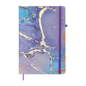 Книжка записная MARBLE, на резинке, А5, 80 л., клетка., офсет крем., тв.лам.обл., фиолетовая