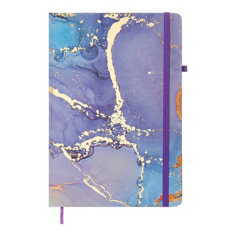 Книжка записная MARBLE, на резинке, А5, 80 л., клетка., офсет крем., тв.лам.обл., фиолетовая - №1