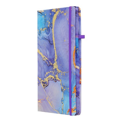 Книжка записная MARBLE, на резинке, А5, 80 л., клетка., офсет крем., тв.лам.обл., фиолетовая - №2