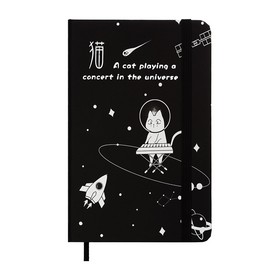 Книга записная COSMO на резинке, А6, 80 л., клетка., черная, KIDS LINE