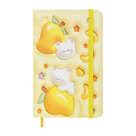 Книга записная YAMMY на резинке, А6, 80 л., клетка, желтая, KIDS LINE