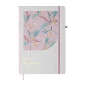 Книжка записная ESSENCE, на резинке, А5, 80 л., клетка., офсет крем., тв.лам.обл., белая