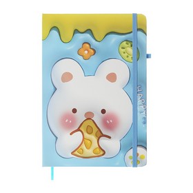 Книга записная YAMMY на резинке, А5, 80 л., клетка, голубая, KIDS LINE