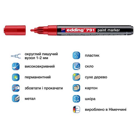 Лак-маркер Paint e-791, edding, красный - №2