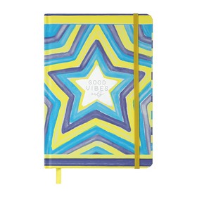 Книга записная STAR, на резинке, А5, 96 л., клетка, офсет крем., тв.лам.обл., голубая