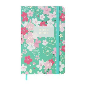 Книжка записная BLOSSOM, на резинке, А6, 80 л., клетка., офсет крем., тв.лам.обл., голубая